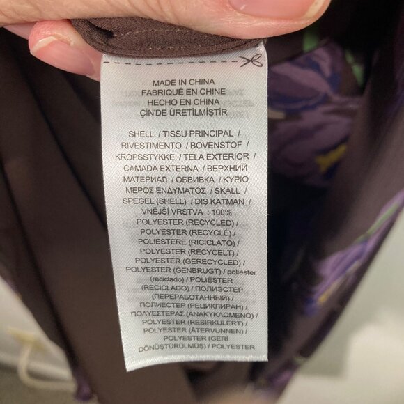 Lauren Ralph Lauren Georgette Flutter Sleeve Gown 16 Brown Purple Belt NWT - Picture 11 of 12